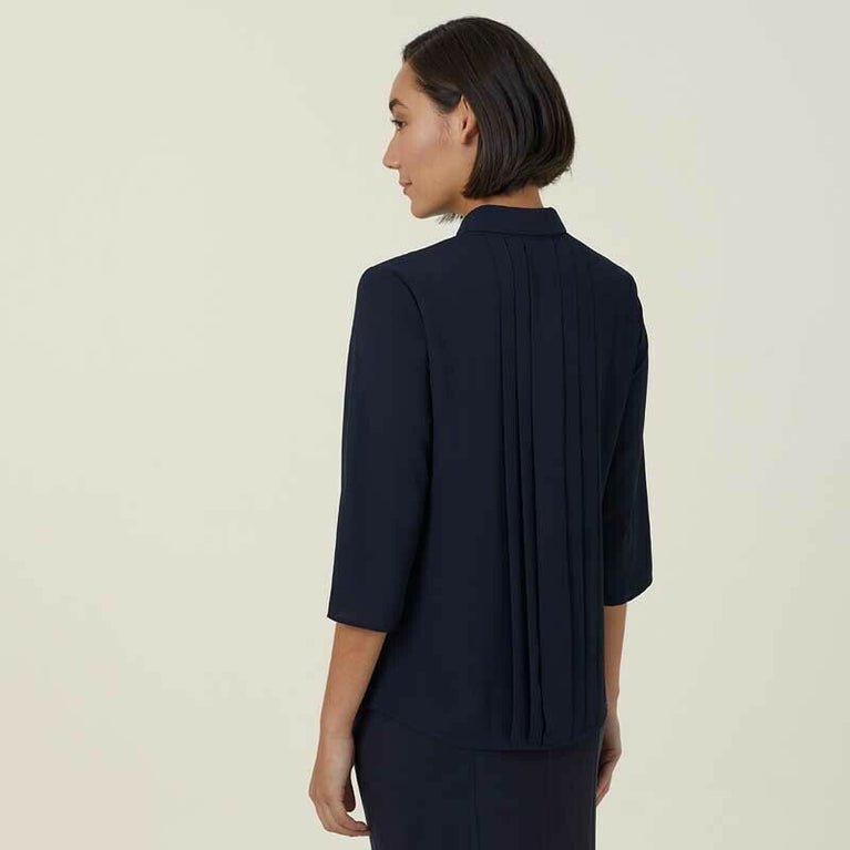 NNT Womens Business Georgie 3/4 Sleeve Pleat Back Formal Shirts Classic CATUKZ