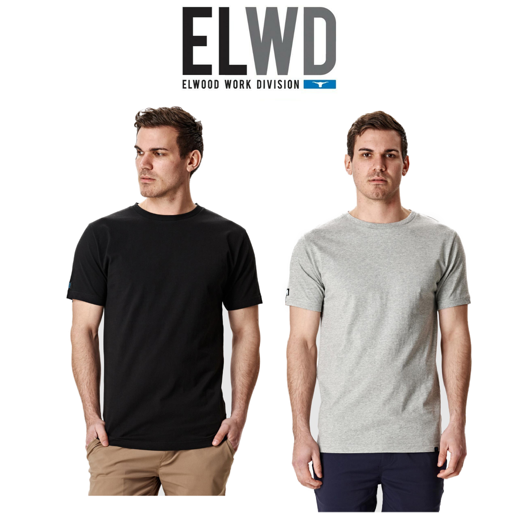 Elwood Mens Basic Tee Combed Cotton Short Sleeve Stretch T-Shirt Work EWD815