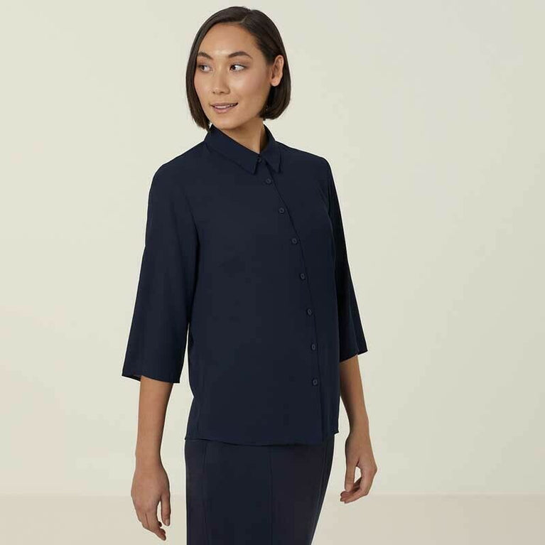 NNT Womens Business Georgie 3/4 Sleeve Pleat Back Formal Shirts Classic CATUKZ