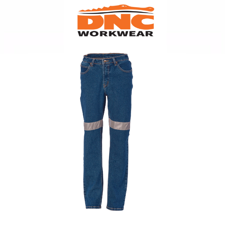 DNC Workwear Hi-Vis Ladies Taped Denim Stretch Jeans CSR R/Taped Work 3339
