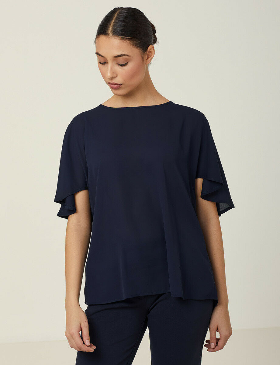 NNT Womens Georgie Cape Short Sleeve Blouse Classic Fit Comfortable CATUKD