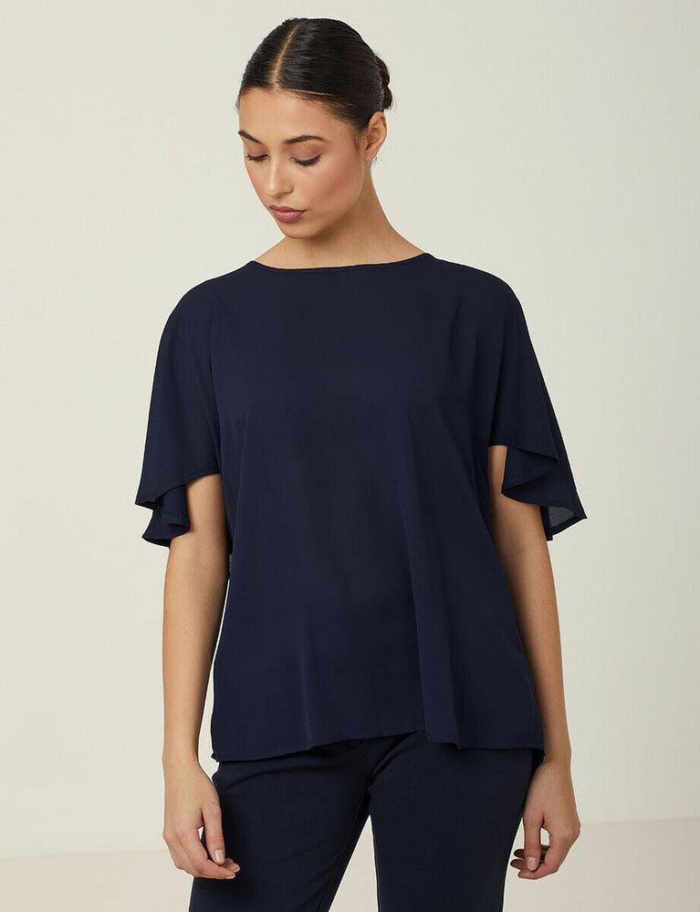 NNT Womens Georgie Cape Short Sleeve Blouse Classic Fit Comfortable CATUKD