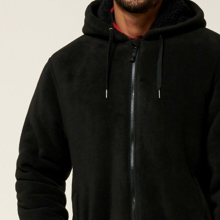 Hard Yakka Mens Solid Zoodie Winter Hoodie Sherpa Bonded Fleece Jumper Y19447