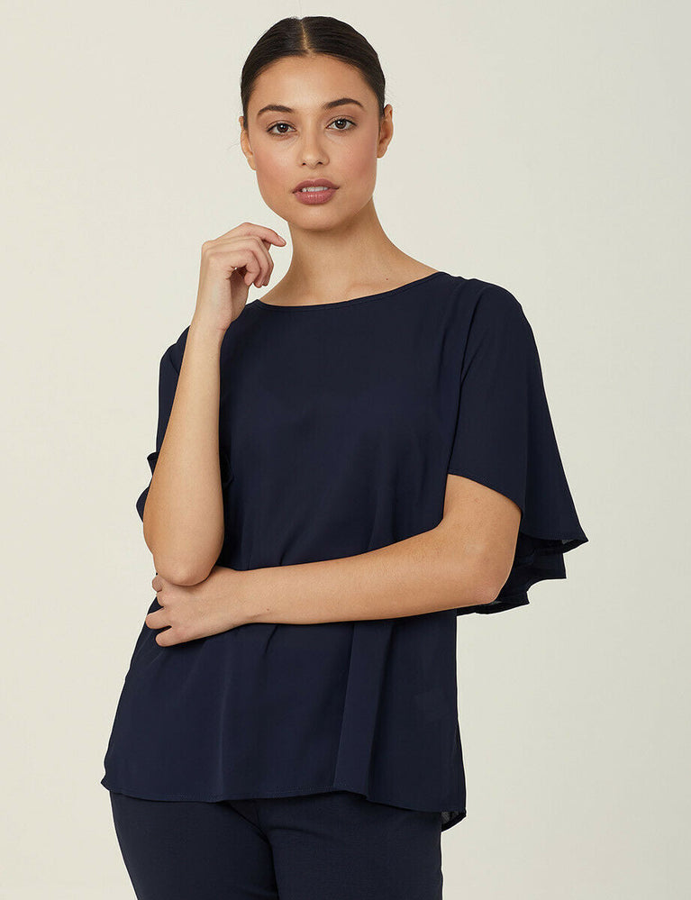 NNT Womens Georgie Cape Short Sleeve Blouse Classic Fit Comfortable CATUKD