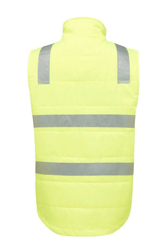 Mens Hard Yakka Hi Vis Puffer Vest Taped Safety Work Quilted Warm Winter Y19510