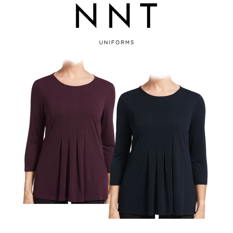 NNT Womens 3/4 Sleeve T-Top Pleat Front Stretch Matt Jersey Comfort CATU7D