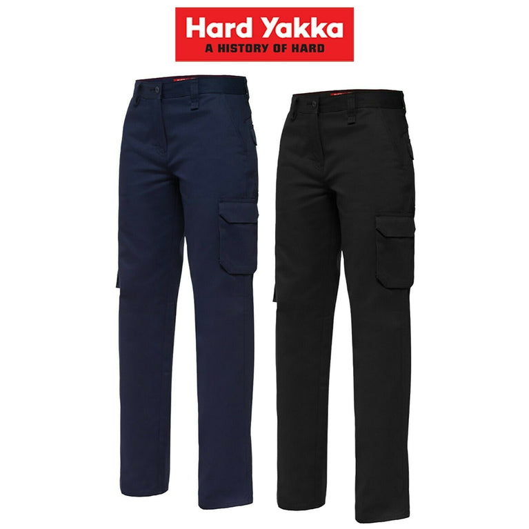 Womens Hard Yakka Work Pants Gen Y Cotton Drill Cargo Tough Tradie Y08850