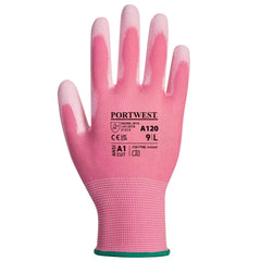 Portwest Work Gloves PU Palm Dipped Abrasion and Tear Resistant Pink A120