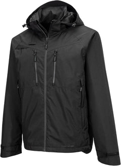 DX463 Men'S DX4 Waterproof Rain Jacket Hooded with Pockets All Black, 3X-Large