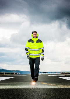 UC566 Hivis Classic Warm Bomber Rain Jacket with Waterproof Taped Seams, Yellowblack, X Large