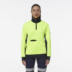 SALE KingGee Womens Hi Vis Spliced Pocket Collar 1/4 Zip Fleece Warmer K45008