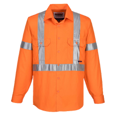 Portwest 100% Lightweight Cotton Long Sleeve Shirt with Cross Back Tape MX301-KarWorkwear