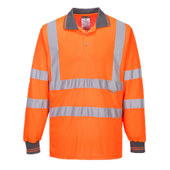 Portwest Hi-Vis Long Sleeved Polo 2 Tone Reflective Taped Work Safety S277-KarWorkwear