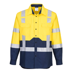 Portwest Hi-Vis Stretch Long Sleeve Shirt Reflective Tape Work Safety MS103-KarWorkwear