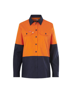Hard Yakka Womens Long Sleeve HI Vis 2 Tone Reflective Vented Shirt Y08423-Collins Clothing Co