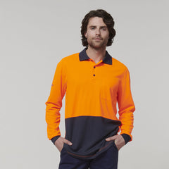 Hard Yakka Mens Safety Work Long Sleeve HI VIS Polo Y19617-Collins Clothing Co