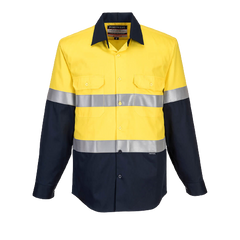 Portwest Flame Resistant Shirt Hi-Vis Work Long Sleeve Closed Front Taped MF101-KarWorkwear