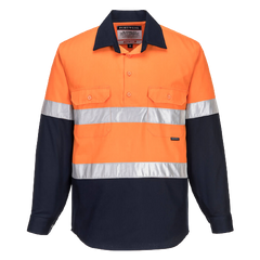 Portwest Hi-Vis Two Tone Regular Weight Long Sleeve Closed Front Shirt Tape MC10-KarWorkwear