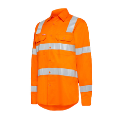 Hard Yakka Womens Foundation Biomotion HiVis Taped Reflective Work Shirt Y08420-Collins Clothing Co