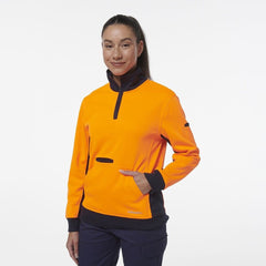 SALE KingGee Womens Hi Vis Spliced Pocket Collar 1/4 Zip Fleece Warmer K45008