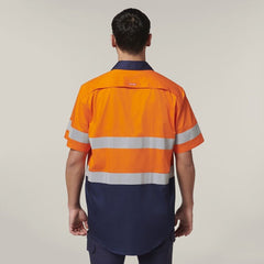 Hard Yakka Mens Short Sleeve HI Vis Reflective 2 Tone Taped Vented Shirt Y07754-Collins Clothing Co
