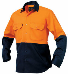 KingGee Mens Spliced Drill Shirt Lock Stitch Reinforced Work Safety Comfy K54015-Collins Clothing Co