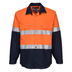 Portwest Flame Resistant Shirt Hi-Vis Work Long Sleeve Closed Front Taped MF101-KarWorkwear