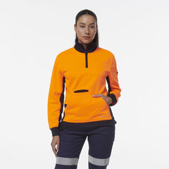 SALE KingGee Womens Hi Vis Spliced Pocket Collar 1/4 Zip Fleece Warmer K45008