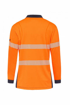 KingGee Mens Hi-Vis Workcool Summer Polo Shirt Long Sleeve Taped Work K54225-Collins Clothing Co