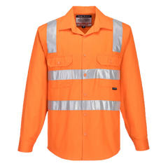 Portwest Hi-Vis Regular Weight Long Sleeve Shirt with Tape over Shoulder MS191-KarWorkwear