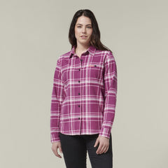 SALE HARD YAKKA Women's Fit Check Flannie Shirt Relaxed Fit Smart Stylish Y08744