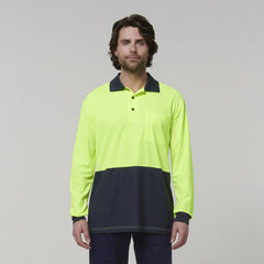 Hard Yakka Mens Safety Work Long Sleeve HI VIS Polo Y19617-Collins Clothing Co