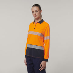Hard Yakka Safety Work Womens Long Sleeve HI VIS Taped Polo Y08604-Collins Clothing Co
