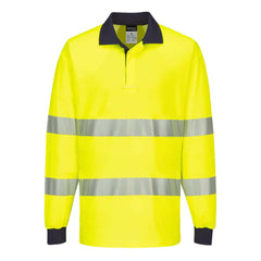 Portwest Mens Long Sleeve PW3 Hi-Vis Polo Shirt  Reflective Safety Workwear T186-KarWorkwear