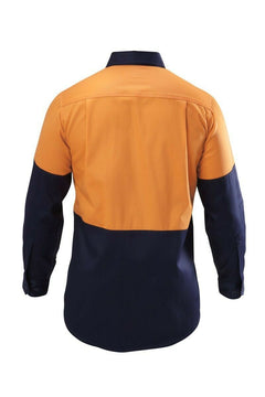 Hard Yakka Shirt Hi-Vis 2 Tone Long Sleeve Drill Work Safety Cotton Y07982-Collins Clothing Co
