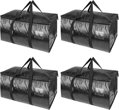 8-Pack Oversized Moving Bags with Reinforced Handles, Heavy-Duty Storage Tote for Clothes, Moving Supplies (Black, 8-Pack)
