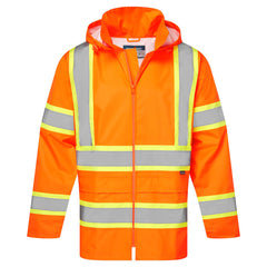 Portwest Hi-Vis X Back Contrast Tape Elasticated Cuff Rain Jacket CA400