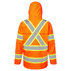 Portwest Hi-Vis X Back Contrast Tape Elasticated Cuff Rain Jacket CA400