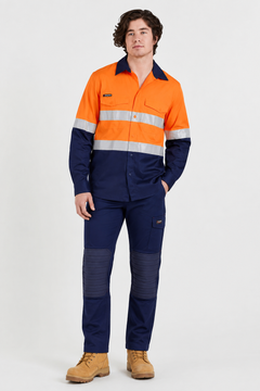 KingGee Mens  Workcool Hi-Vis Long Sleeve Shirt &amp; Utility Pant HYSET014