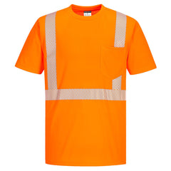 Portwest Men's Hi Vis Refelctive Tape Short Sleeve T-Shirt Orange S194