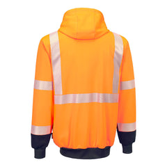 Portwest Hi-Vis Contrast Segmented Tape Zipped Adjustable Hoodie UB320