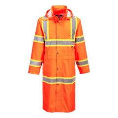 Portwest  Hi-Vis Extra Protection  PVC Coating Contrast Tape Rain Coat 48" Extra Long UH405