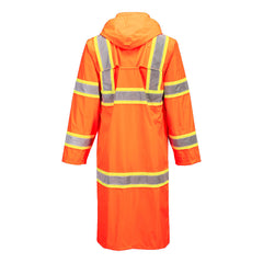 Portwest  Hi-Vis Extra Protection  PVC Coating Contrast Tape Rain Coat 48" Extra Long UH405