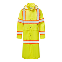 Portwest  Hi-Vis Extra Protection  PVC Coating Contrast Tape Rain Coat 48" Extra Long UH405