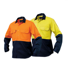 KingGee Mens Spliced Drill Shirt Lock Stitch Reinforced Work Safety Comfy K54015-Collins Clothing Co