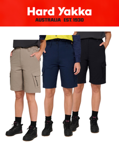 Hard Yakka Womens Edge Ripstop Work Shorts Stretch Cargo Shorts Y08202