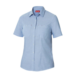 Womens Hard Yakka Foundations Short Sleeve Blue Chambray Shirt Corp Work Y08041-Collins Clothing Co