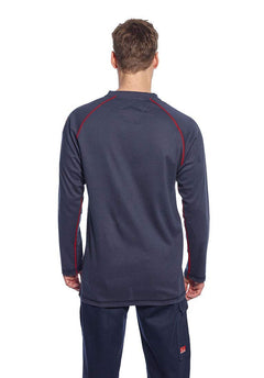 FR01 Mens Flame Resistant Bizflame Long Sleeved Crew Neck T Shirt ASTM, Navy, XXL