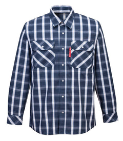 UFR97 Bizflame 88/12 FR Plaid Protective Safety Shirt Navy, Medium