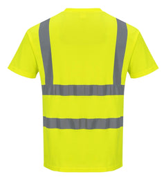 S170 Short Sleeve Cotton Safety Work T Shirt in Reflective Hivis ANSI, Yellow, X Large